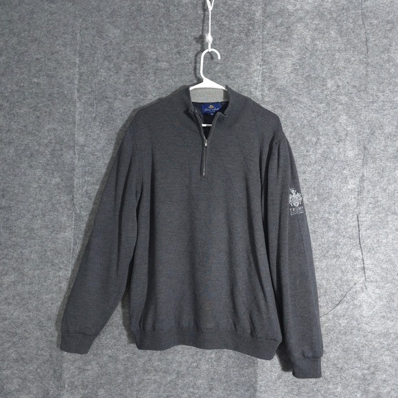 Peter Scott Gray Wool Angora 1/4 Zip Neck Sweater Mens Sz 44 Trump Scotland Club